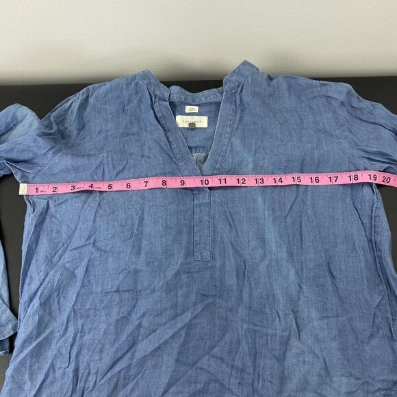 Loft Womens The Softened Shirt Size XS Blue Chambray Top Cotton Lyocell Blend - Picture 7 of 9
